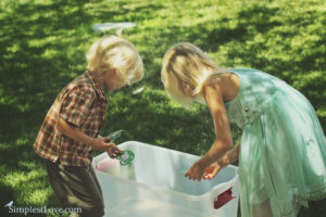 kids making Paper Water Lilies